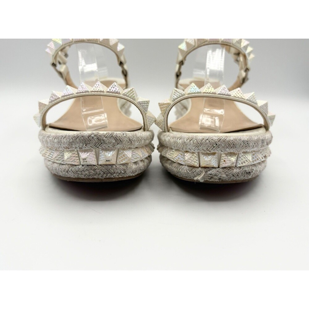 Christian Louboutin White Iridescent Platform Sandals Cataclou 60 Size EU 38 - Picture 5 of 12